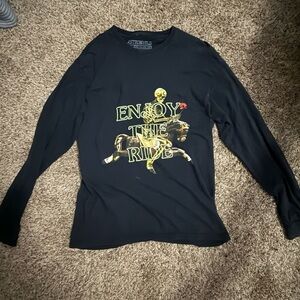 Astroworld Black Long Sleeve Shirt with Gold Graphic